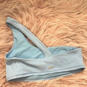 Alo Yoga One Shoulder Sports Bra crop top Light blue size Small